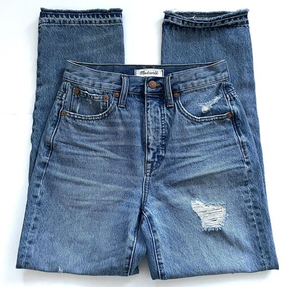 MADEWELL Women’s Classic Straight Jeans High Rise Destructed Edition - Picture 12 of 12
